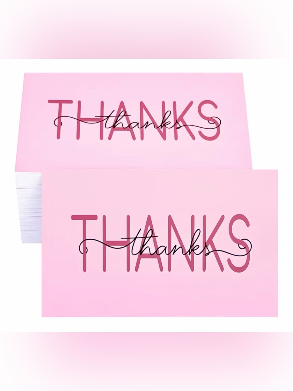 100 Thank You Cards - Pink
